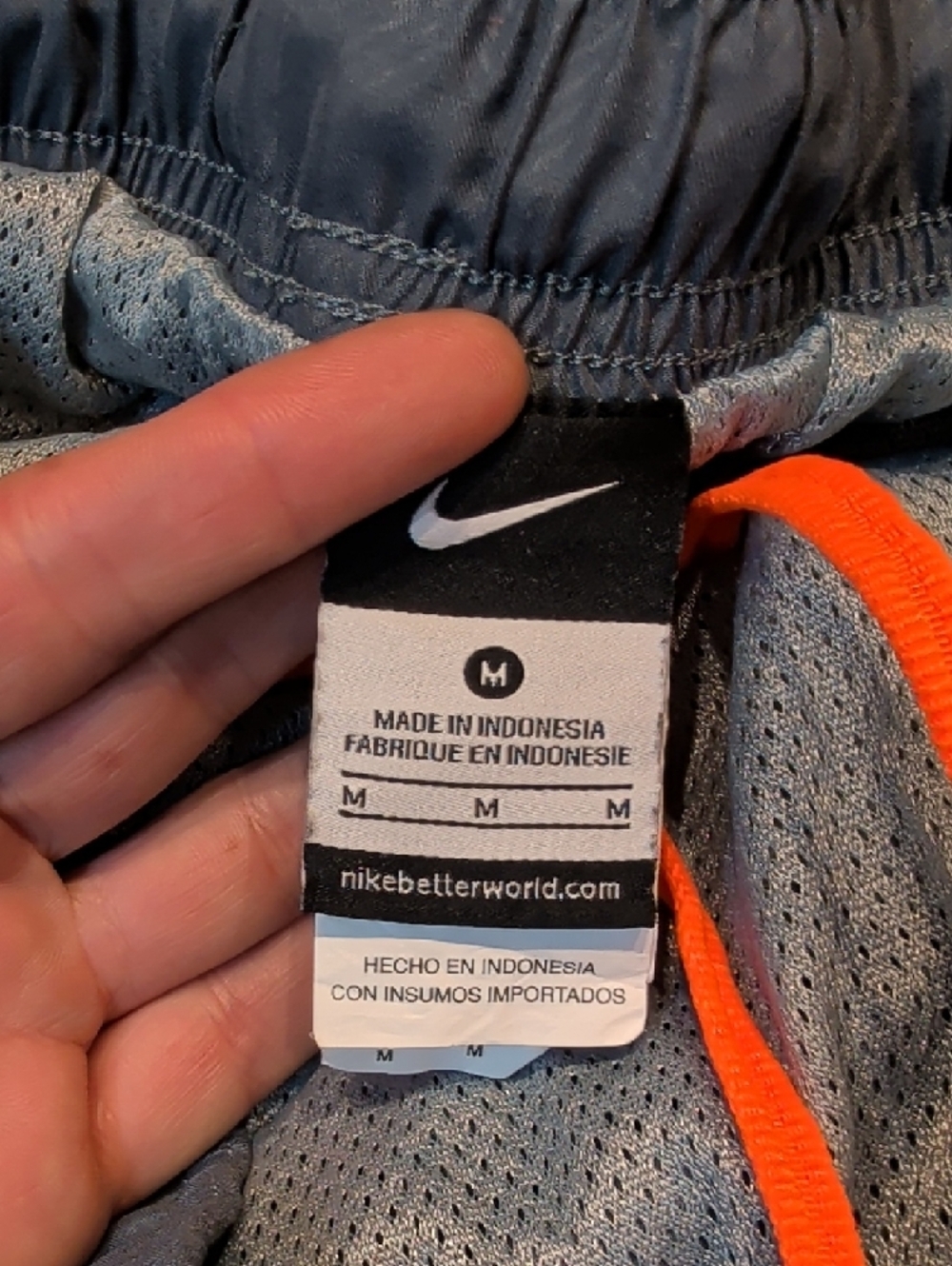 Nike Men’s Gray Athletic Shorts with Orange Accents - Picture 2 of 9